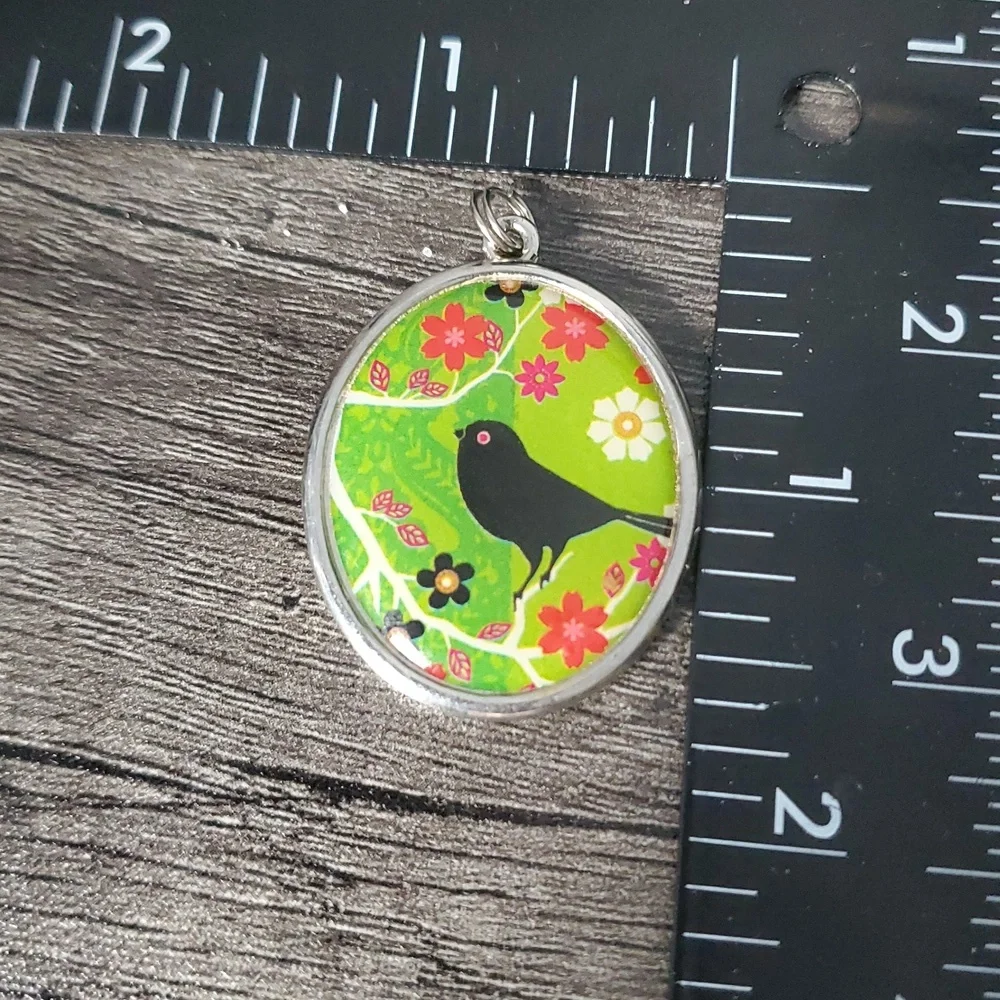Double Sided Colorful Bird Pendant P401